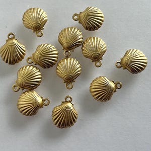 12 tiny brass DOUBLE sided shell charms ZG247