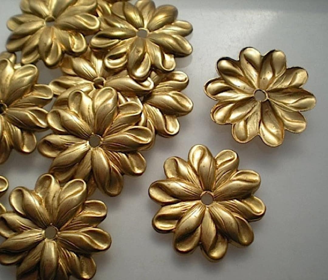 12 Brass Flower Mirror Rosettes ZC140 Etsy