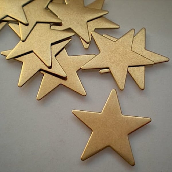 12 flat brass star stamping blanks, 1" ZB305