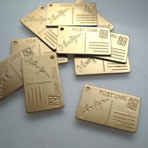 12 brass postcard charms ZJ242