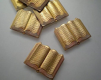 6 brass open book charms ZH602