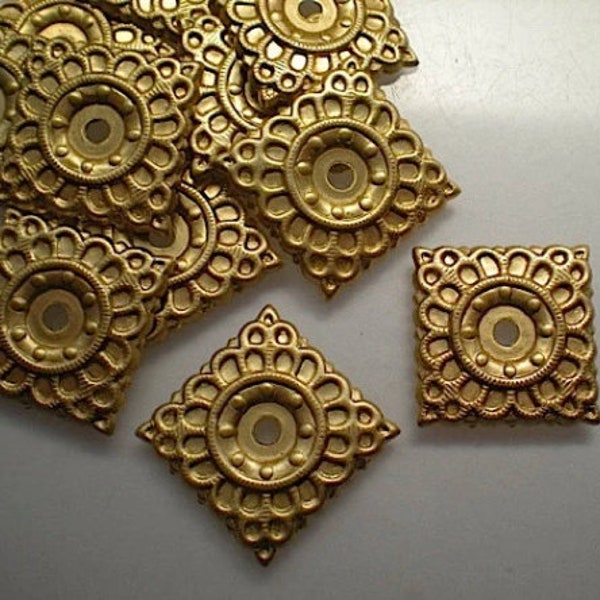 12 brass square mirror rosettes ZC118