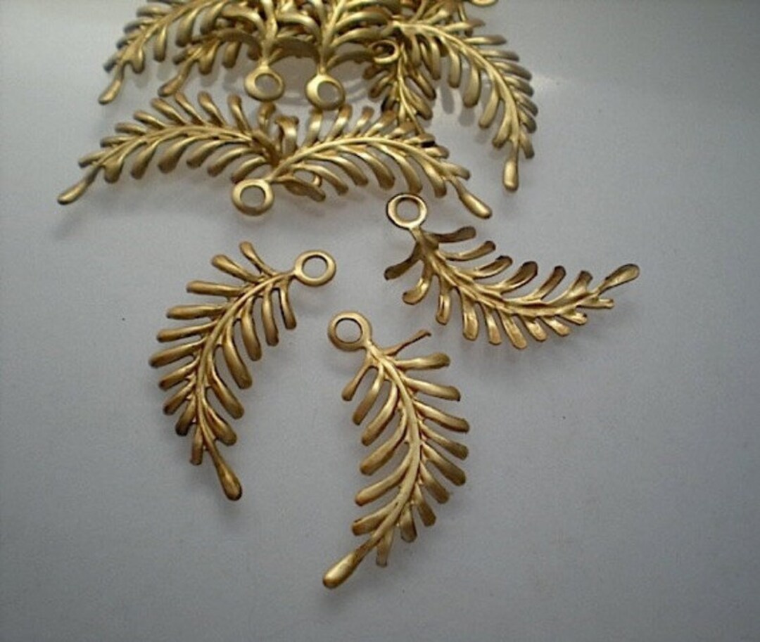 12 Tiny Brass Double Leaf Charms ZD363 - Etsy