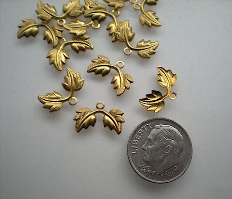 超安い品質 Brass Tiny 12 Double Etsy - ZD363 Charms Leaf チャーム