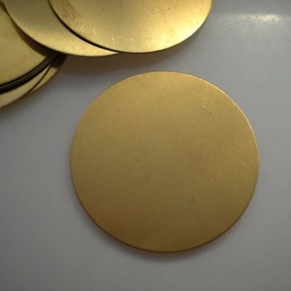 12 flat round brass discs/ 2" stamping blanks ZA103