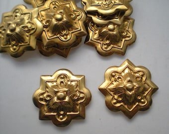 12 brass "NO-HOLE" mirror rosettes ZC156
