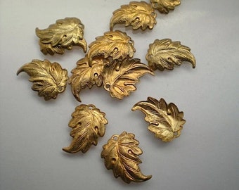12 brass leaf charms ZD349