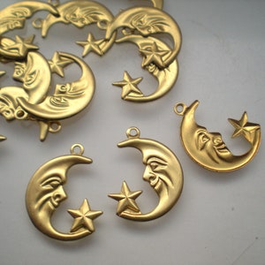 12 small brass moon with star charms ZB220