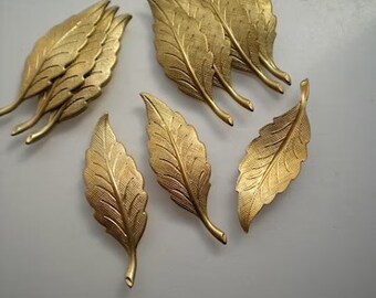 10 Silver Plated Brass Leaf Drop Charms – 19x5mm For Jewelry Making