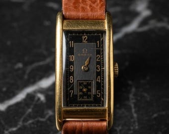 Omega T17 - Gold Plated 1930's manual watch  - 22mm - black dial
