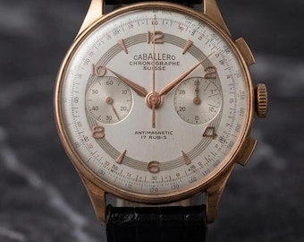 Chronographe Suisse 36mm Yellow Gold 18k case, back case in steel