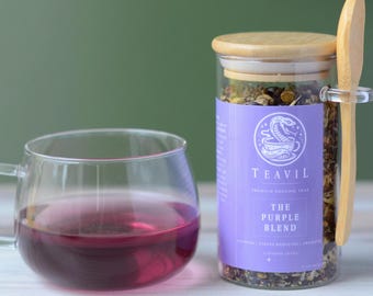THE PURPLE BLEND – Relaxing Loose Leaf Purple Tea – Lavender & Chamomile Calming Tea | Teavil Artisan Tea Blend