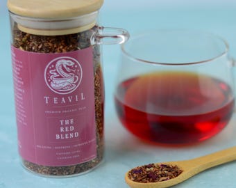 THE RED BLEND – Bedtime Tea with Valerian Root & Rooibos – Herbal Tea for Sleep | Teavil Artisan Tea Blend