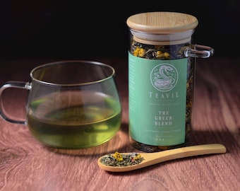 THE GREEN BLEND – Refreshing Loose Leaf Green Tea – Unique & Uplifting Everyday Tea | Teavil Artisan Tea Blend
