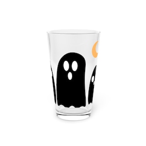 Halloween Ghost Pint Glass, 16oz, Trick or Treat, Spooky Drinkware, Halloween Decor, Ghost Party Favor