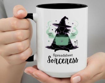 Funny Work Mug: Spreadsheet Sorceress, Funny Co-Worker Gift
