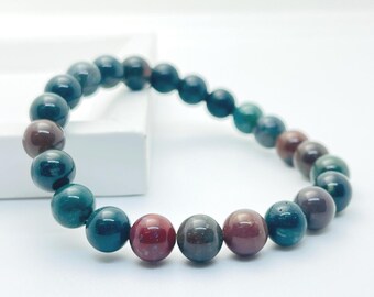 8mm Bloodstone Beaded Bracelet | Natural Crystal Protection Jewelry