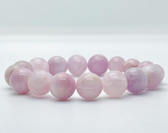 Pulsera de cristal de kunzita natural / Cuentas de piedras preciosas de 8 mm para el chakra del corazón