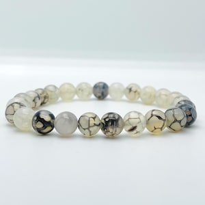 Dragon Vein Agate Beaded Bracelet | Spider Web Stone Strength Protection Jewelry