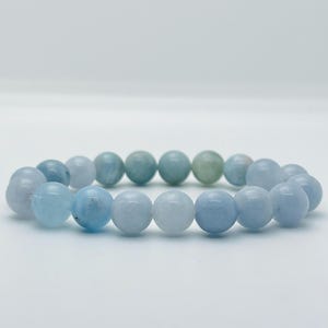 Aquamarine Bracelet, Calms Anxiety & Promotes Clarity, Handmade Beaded Crystal Healing Bracelet, Ocean Gemstone Jewelry, Gift for Her or Him