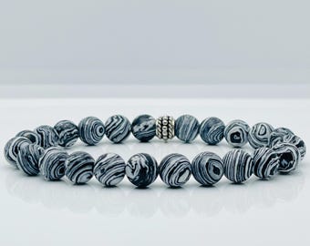 Malachite Beaded Bracelet | Healing Crystal Stretch Bracelet | Protection Grounding Gemstone Bracelet Gift for Women Men