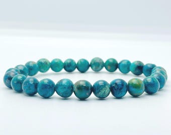 Chrysocolla Beaded Bracelet, Natural Gemstone Boho Bracelet