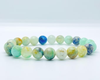 Azurite Bracelet | Natural Blue Green 8mm Bead Bracelet | Healing Crystal Gift | Third Eye Chakra Stone of Heaven