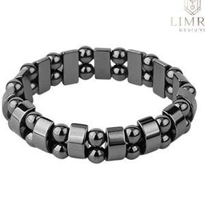 Magnetic Hematite Beaded Bracelet, Unisex Wellness Jewelry