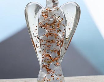 Angelite Crystal Guardian Angel Figurine, 2 Inch Protection Stone, Calm Energy Decor