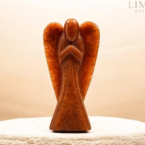 Czerwony awenturyn Anioł Stróż | Kamień witalności, ręcznie rzeźbiony | Pewność siebie, odwaga, kreatywność | Dar dla czakry sakralnej | Manifestacja