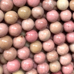 Pink Rhodonite Gemstone Beads: Smooth Round Crystal, 6mm 8mm 10mm Strand