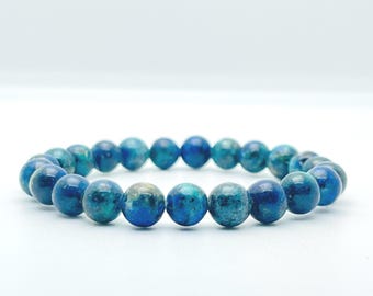 Azurite Gemstone Bracelet | Third Eye Chakra Healing Crystal, Intuition Meditation Jewelry