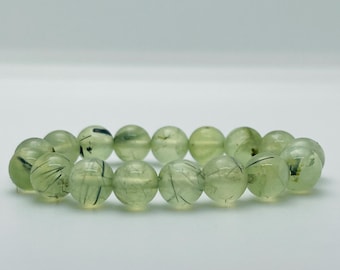 Prehnite Beaded Bracelet | Stone of Prophecy, Unconditional Love, Inner Peace Gemstone