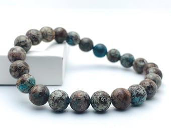 Natural Chrysocolla 8mm Bead Bracelet | Throat Chakra Gemstone Jewelry
