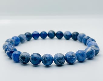 Handgemaakte sodaliet edelsteenarmband, verstelbare kristallen kralenarmband