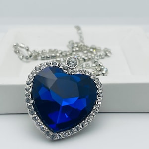 Blue Heart of Ocean-ketting, Titanic-hanger, roestvrijstalen hanger, romantische jubileumsieraden, cadeau voor haar, ketting Ocean Lover