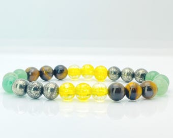 Abundance Bracelet: Citrine, Tiger Eye, Pyrite, Aventurine Gemstones | Prosperity Wealth Healing Jewelry