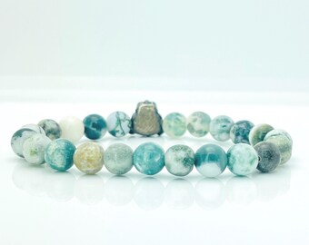 Tree Agate Bracelet | Natural 8mm Healing Crystal Bead Bracelet | Grounding Gift for Her | Nature Lover Gemstone Jewelry