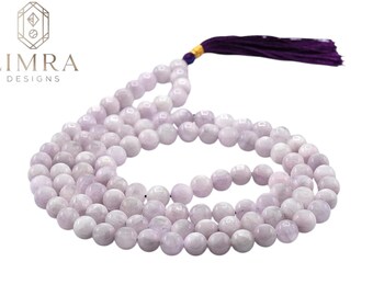Pink Kunzite Japa Mala Necklace, 8mm Crystal Meditation Beads