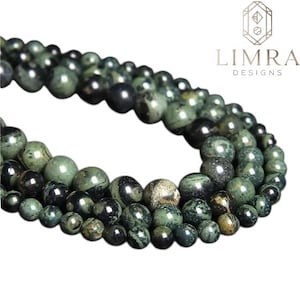 Kambaba Jasper Beads: 6mm-10mm Round, Smooth, Natural Stone