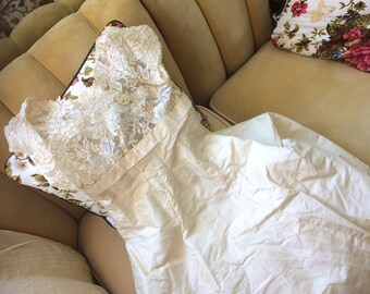 authentic 1959 silk peau de soir Empire wedding gown