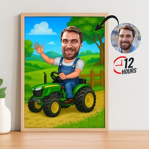 Custom Farmer Cartoon Portrait, Farmer Cartoon, Farmer Caricature, Funny Farmer Gift, Farmer Portrait, Farmer Caricature from Photo