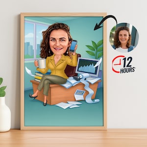 Custom Female Boss Cartoon Portrait, Boss Portrait, Gifts for Boss, Boss Caricature, Boss Lady Cartoon, Funny Boss Lady Caricature, Boss Art