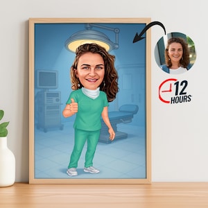 Custom Surgeon Cartoon Portrait, Surgeon Caricature, Gift for Surgeon, Surgeon Cartoon, Unique Surgeon Gift, Caricature from Photo