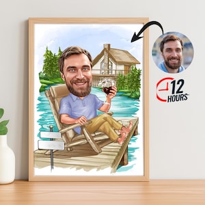 Retrato de caricatura de jubilación personalizado, dibujo de caricatura de jubilación personalizado a partir de una foto, caricatura divertida de jubilación, regalo para la jubilación