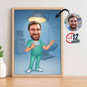 Custom Surgeon Cartoon Portrait, Surgeon Caricature, Gift for Surgeon, Surgeon Cartoon, Unique Surgeon Gift, Caricature from Photo