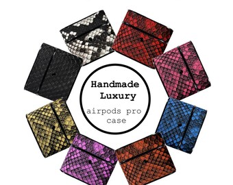 Leather AirPod Case I Luxury AirPods Pro Cover 8 Colors, Genuine Python Earphone Case