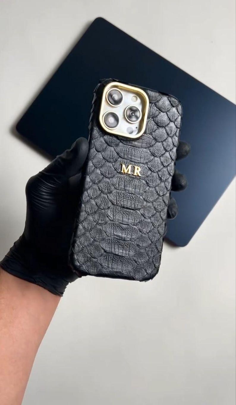 Personalized Python Leather iPhone Case: Handmade Card Holder & Hand Strap image 10