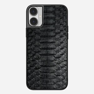 Personalized Python Leather iPhone Case: Black, with Card Holder & Hand Strap Ashe Classic
