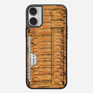 Personalized Python Leather iPhone Case: Card Holder & Hand Strap Ashe Classc Hnd Card
